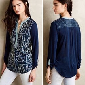 ANTHROPOLOGIE Orion Mixed Media Henley {X32}